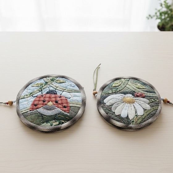 Кошелечек на фермуаре в технике японского пэчворка