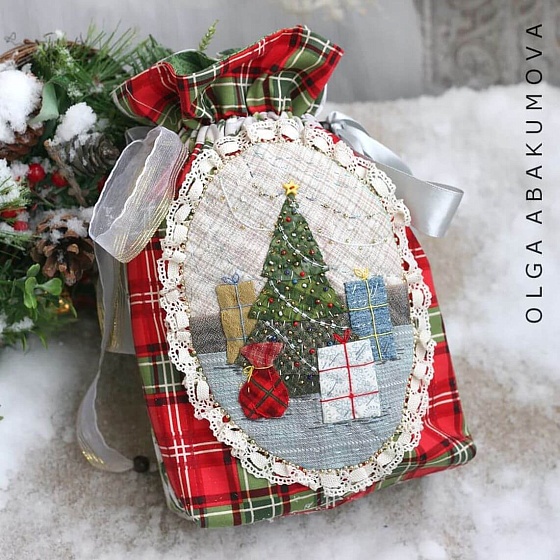 Мешочек с ручной аппликацией