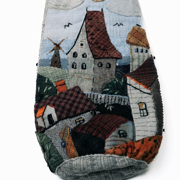 Ключница в технике японского пэчворка «Крыши старого города»