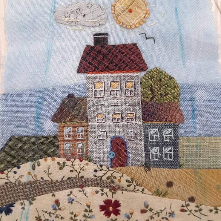 Ключница в технике японского пэчворка «Крыши старого города»